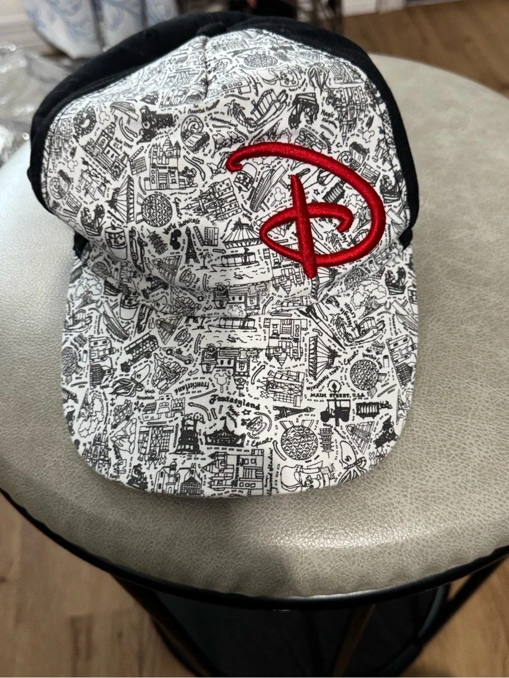 Disney Kids Black & White Cap with Red 'D' Logo